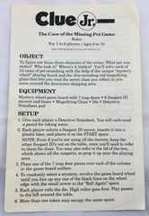 1989 Clue Jr. Case of the Missing Pet Game by Parker Brothers Complete Great Con