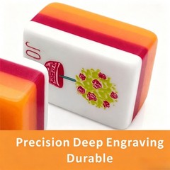 160 American Mahjong Tiles – 4-Layer Acrylic Engraved, Orange Set for Game Night