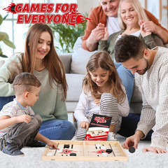Large Fast Classic Slingshot Puck Game, Wooden Hockey Board Games for Family Nig