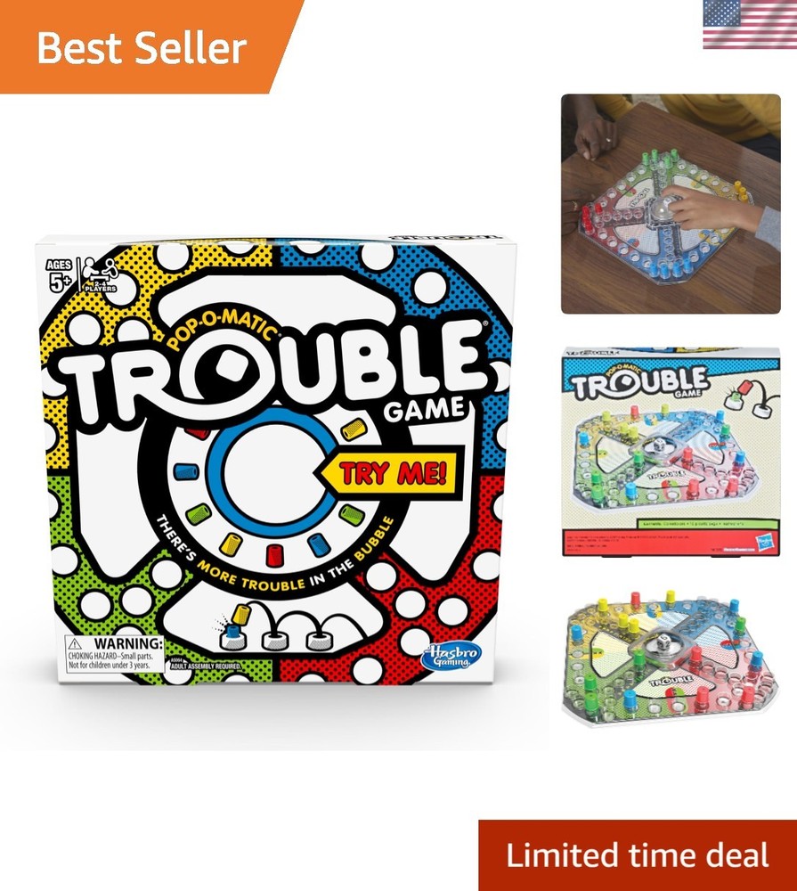Vibrant Classic Trouble Family Game Tin