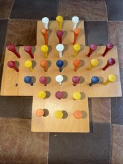 Vintage Wooden Peg Solitaire Board Game Handmade Jump All But One! Made In USA