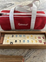 Vintage 1973 Rummikub Faux Wood 106 Tile Complete Set with Canvas Traveling Case