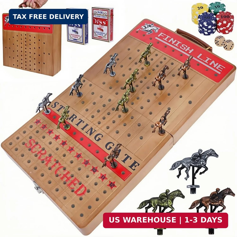 Glintoper Large 21″ Horse Racing Game, Horse Race Board Games with 11 Luxury Met