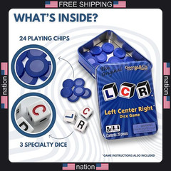 LCR® Left Center Right? Dice Game – Blue Tin