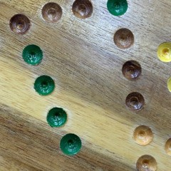 Hand Painted Aggravation Board Game 14in Brown Wooden Wahoo Marble Race Round
