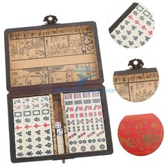 Vintage Chinese Mahjong Set Traditional 144 Tiles Mah-Jong Game Set w/ Case Box