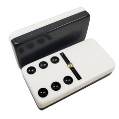 Domino Double Six 6 Black-White Two Tone Jumbo Pro Size Spinners – Wood Box