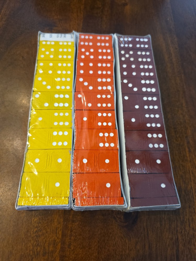 Lot Of 3 Wood Dominoes Sets Of 28 Double 6 Complete Wooden Domino Games NEW