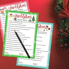 Christmas Trivia Game Cards 63 Pcs Guessing Activity 3 Themes
