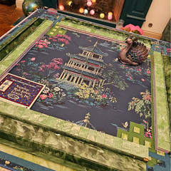 New Premium Mahjong Mat Table Top 31.5 in x 31.5 in – Blue Oriental