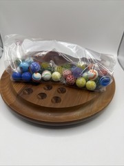 Deluxe Wooden Solitaire Game – 8″ Vintage Board w/ 34 Modern Glass Marbles