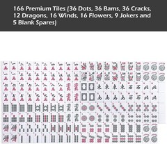 American Mahjong Game Set, 166 White Tiles, 4 All-in-One Color Rack/Pushers,…