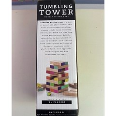 Tumbling Tower Wooden Classic Game with 8 Sided Colored Die 48 Blocks Ages 6+