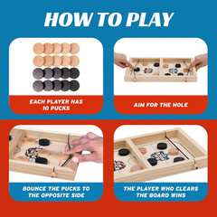 Fast Sling Puck Wooden Game for Kids & Adults Family Fun 2 Player New