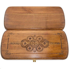 Handmade Wooden Backgammon Set “Champion” – Large Carved Board 16.5×15 in