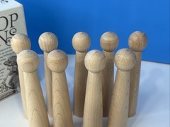Vtg Colonial Williamsburg Tabletop Ninepins Cooperman Solid Wood Wooden Game