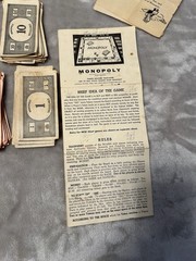 Vintage 1930s Monopoly Black Box Patent 2026082 Parts Money No Board As-Is