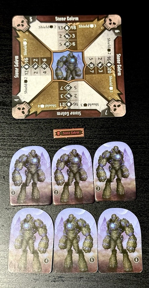 Gloomhaven Jaws Of The Lion Stone Golem Standees Monster Stands & Stat Card