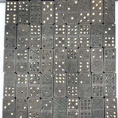 Vintage Dominos Mixed Tiles. Black With Vines & Floral. Lot Of 54.
