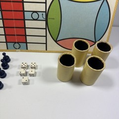 VTG Parcheesi Royal Game India Selchow & Righter Board Wooden Pieces Dice Cups