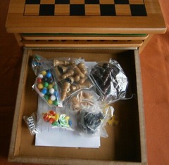 2002 Cardinal GAME HOUSE 10 Games WOOD Boards & Box Chess Checkers Pachisi Snake