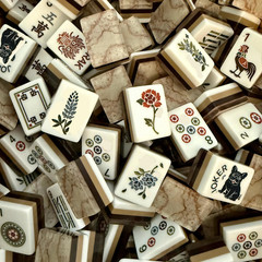 160 American Mahjong Tiles 4-Layer Acrylic Marble Pattern Engraved Set/