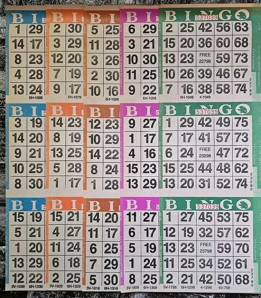 9 On 5 Up Standard Color Collation Bingo Paper Cards 50 Books American Games