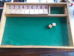 Wooden 9 Number Shut The Box Game, no packaging or Instructions