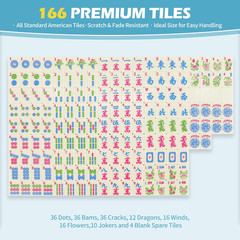 American Mahjong Game Set, 166 Premium Tiles, 1.2-Inch Mahjong Tile Set