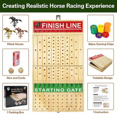 21 inches Horse Race Board Game Foldable Large Horse Racing Game for Adults with