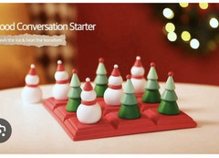 Tic Tac Toe Game with 3D Snowman & Tree Pieces,Fun Board Game Coffee Table Decor