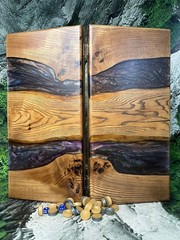 Handmade Wooden Backgammon Set Epoxy Resin River Luxury Board Game Unique Gift