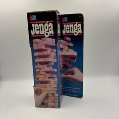 Milton Bradley Jenga Game Unisex Tan Good 1986 Vintage Wood Block Stacking 4793