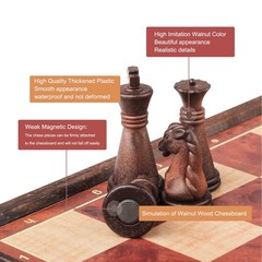 8Inch Mini Magnetic Travel Chess Set, Walnut-Style – Small Portable Pocket F