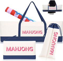 3 Pcs Extra Long Mahjong Bag Set 37 Inch Canvas Carry Tote Bag for Full Set Draw