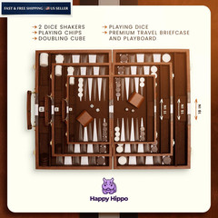 Backgammon Board Game, Deluxe 10 inches x 15 x 0.1 inches, Brown