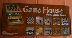 2002 Cardinal GAME HOUSE 10 Games WOOD Boards & Box Chess Checkers Pachisi Snake
