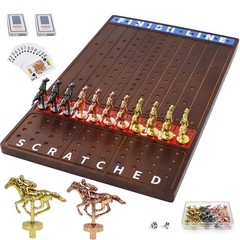 Jyquorp Horse Race Board Game Wooden Kentucky Derby Party Large, Walnut