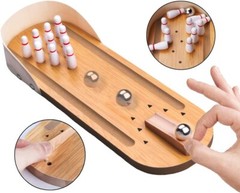Table Top Mini Bowling Game Set-Tabletop Wooden Board Mini Arcade Desktop Office