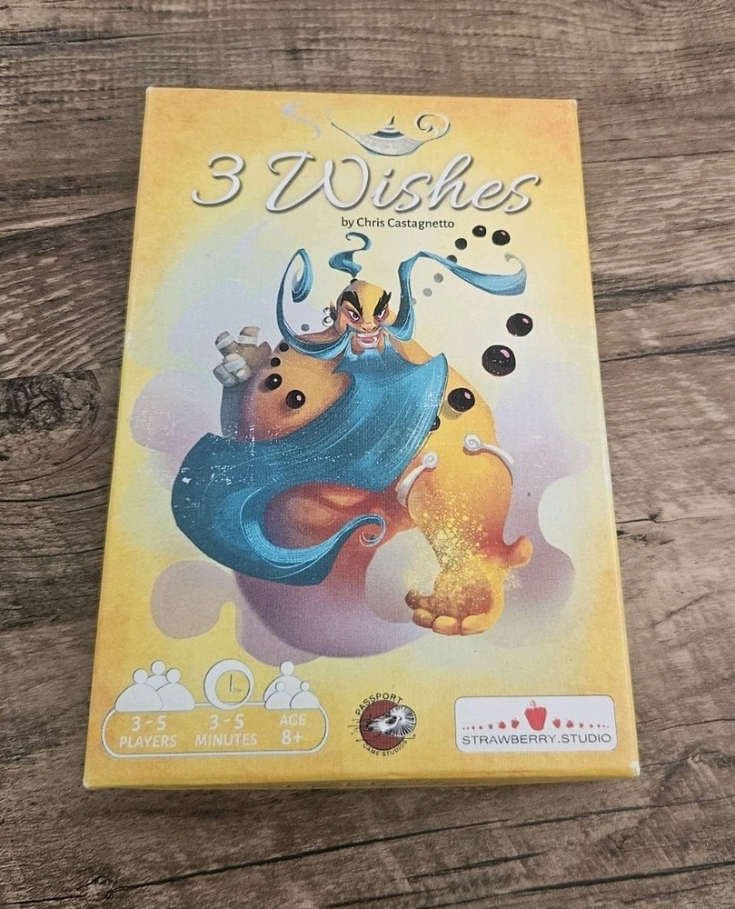 3 Wishes Card Game 100% Complete 2016 Passport Strawberry Game Studios 3-5 Playe