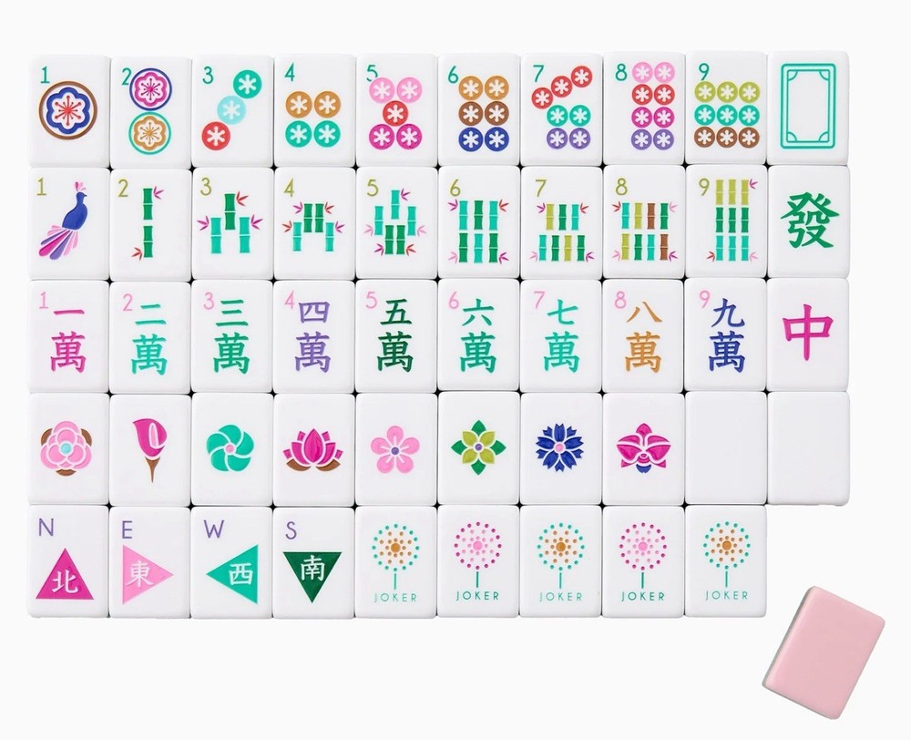 OHMYMAHJONG Mahjong La Fete Tile Game Complete Set w/ Dice and Blanks