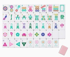 OHMYMAHJONG Mahjong La Fete Tile Game Complete Set w/ Dice and Blanks