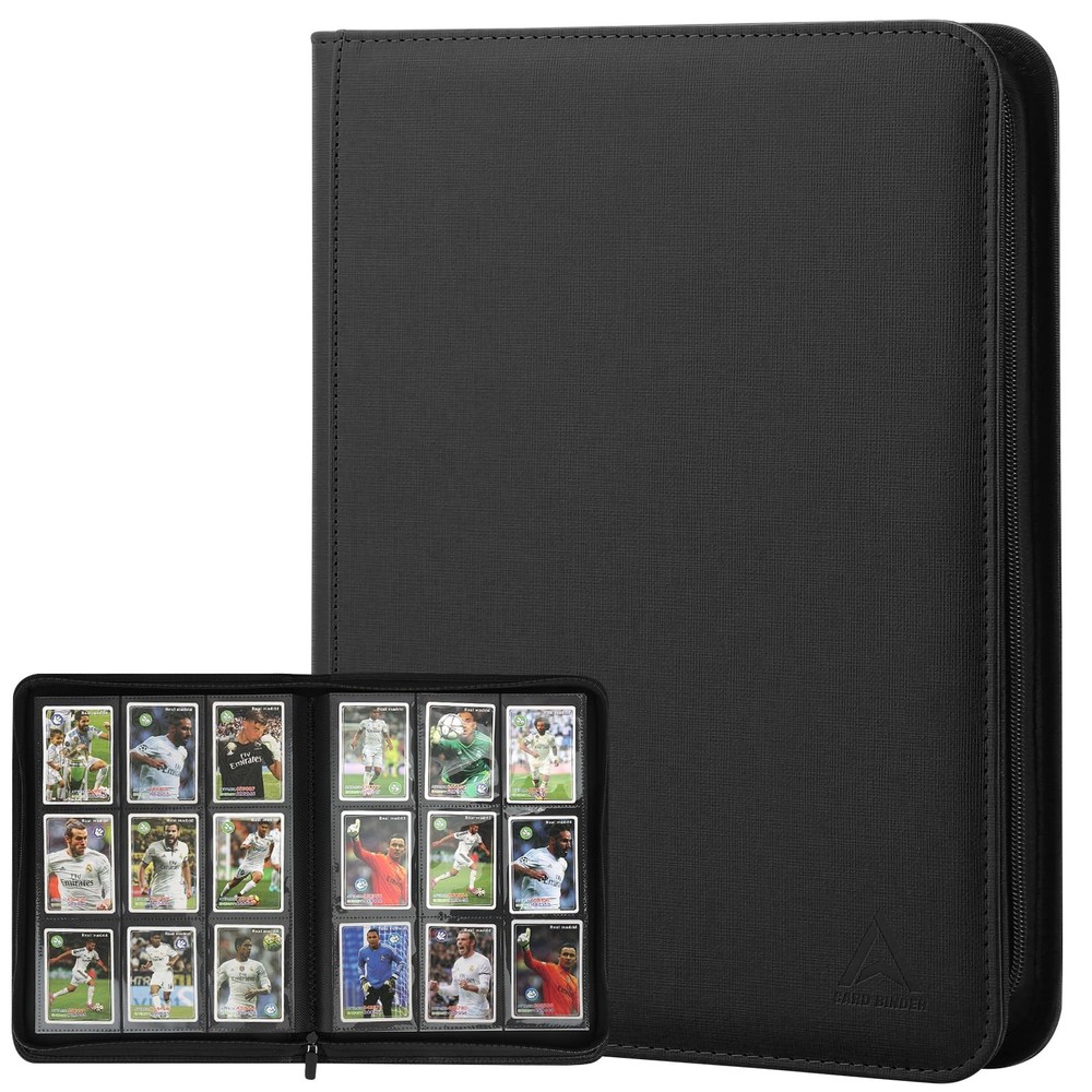 9 Pocket Trading Card Binder 540 Capacity with Zip 9 x 6.5 x 1 inches, Black