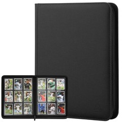 9 Pocket Trading Card Binder 540 Capacity with Zip 9 x 6.5 x 1 inches, Black