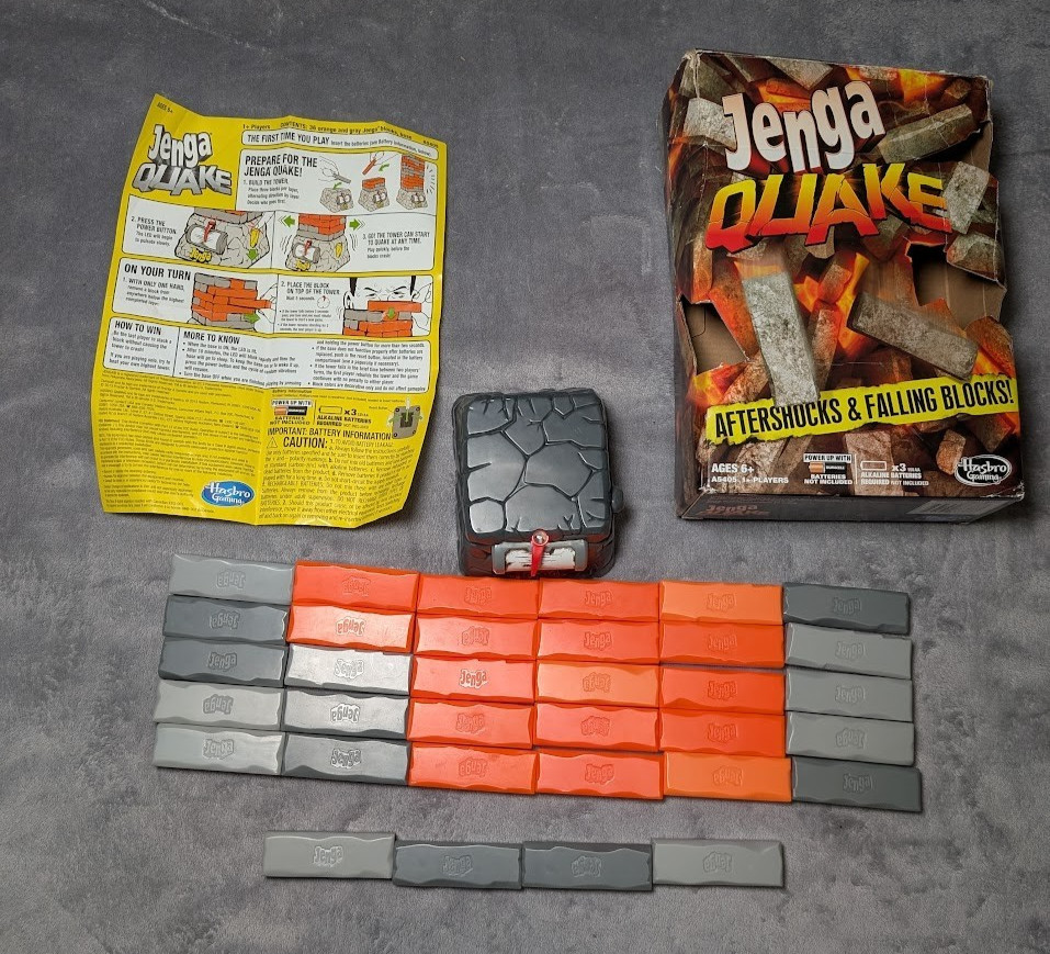 Jenga Quake Game Hasbro Earthquake Shaking Vibrating – TESTED WORKS Mis-2 BLOCKS