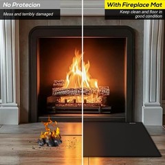 Hearth Rugs for Fireplaces Fire Resistant,48×28 inches 48 x 28 inches, Black