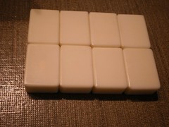 8 VINTAGE MAH JONG MAJONG TILES ALL STICKERED JOKERS TILES IN V GOOD USED COND