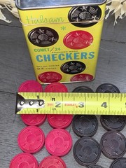 B7 Vintage 1950s Halsam Comet 24 Embossed Wood Checkers In cardboard Tin #518