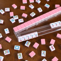American Mahjong Tiles Clear Mahjong Rack Set with 4 Storage Pushers