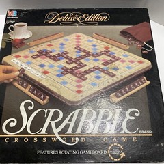 Vtg Scrabble Deluxe Edition Game Turntable Rotating Board 1989 100% Complete